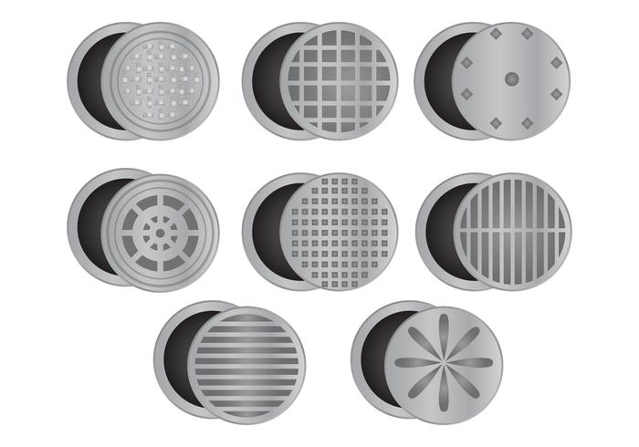 Set Of Manhole With White Background vector
