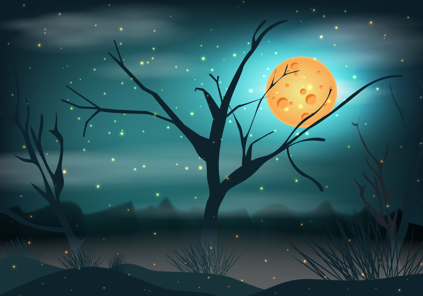 Swamp At Night Background 130873 Vector Art at Vecteezy