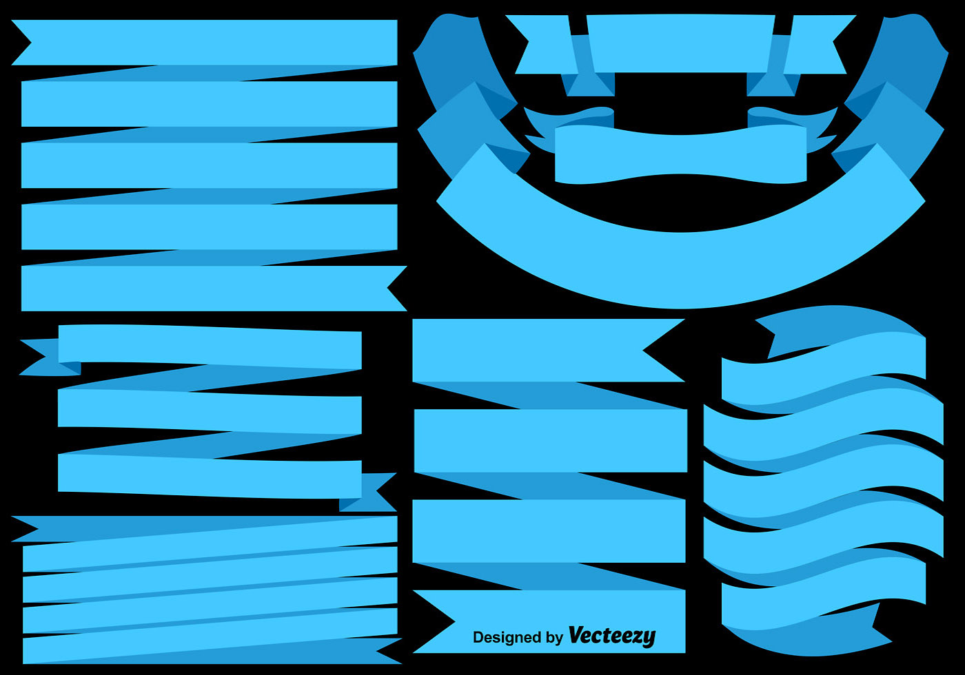 Vector Set Of Blue FlagsRibbons 130896 Vector Art at Vecteezy