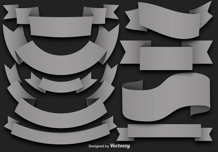 Vector Set Of Gray Flat Ribbons