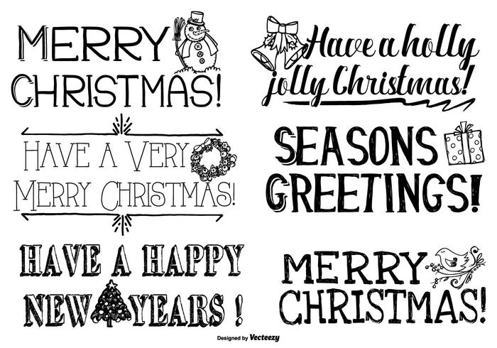 Letras lindas dibujadas mano de la Navidad vector