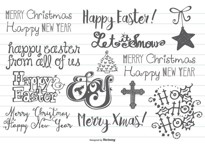 Hand Drawn Christmas & Easter Doodles vector