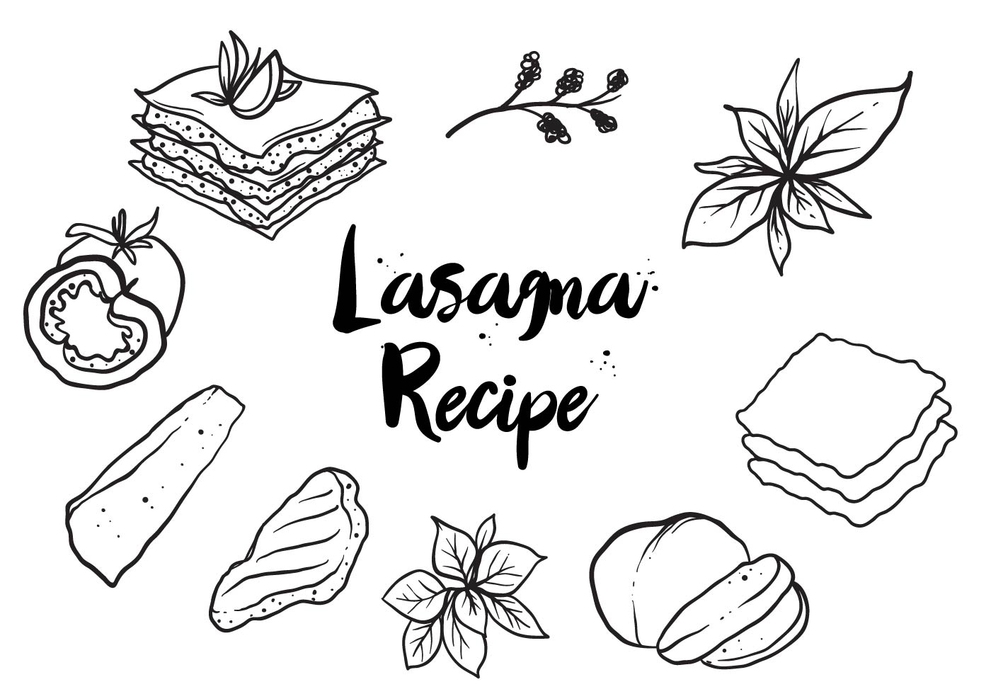 Simple Lasagna Drawing Sketches for Adult