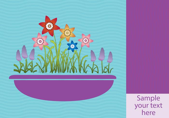 Spring Flowers In Planter Background vector