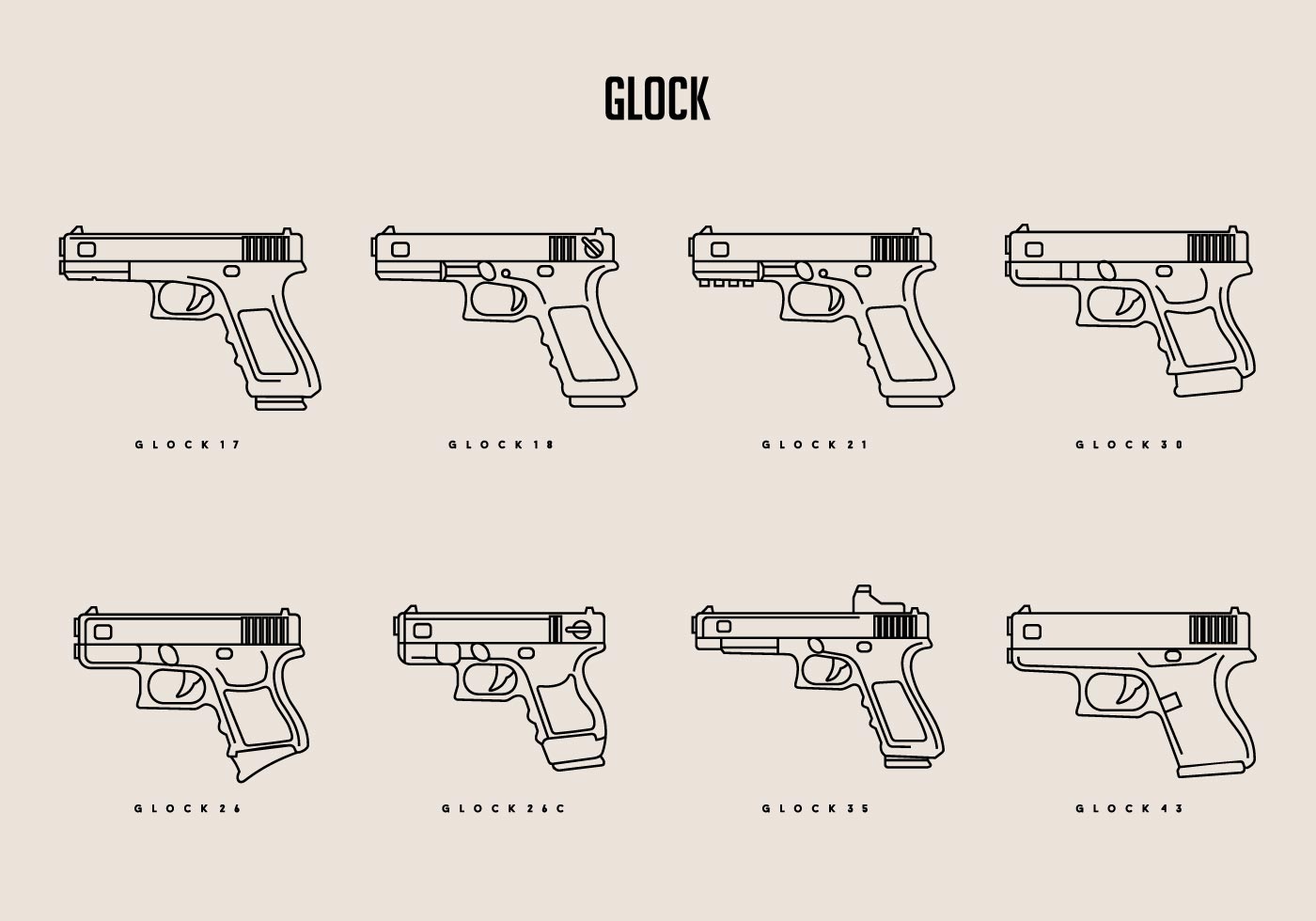Чертеж glock 17 с размерами