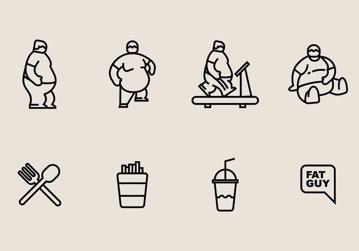 Fat Guy Icons vector
