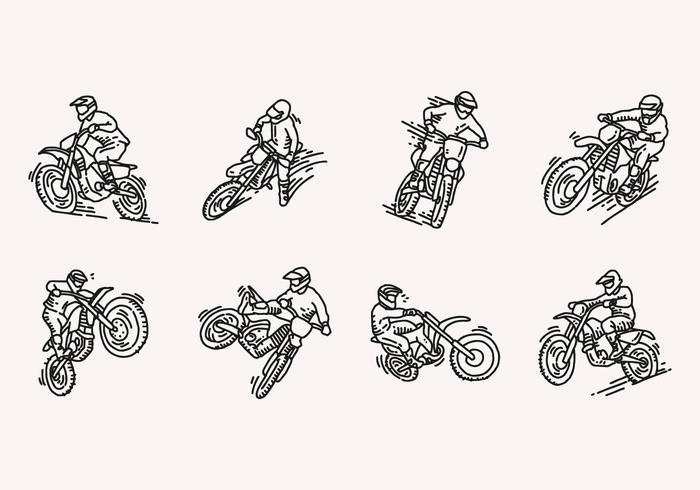 Hand Drawn Dirt Bike Icons vector