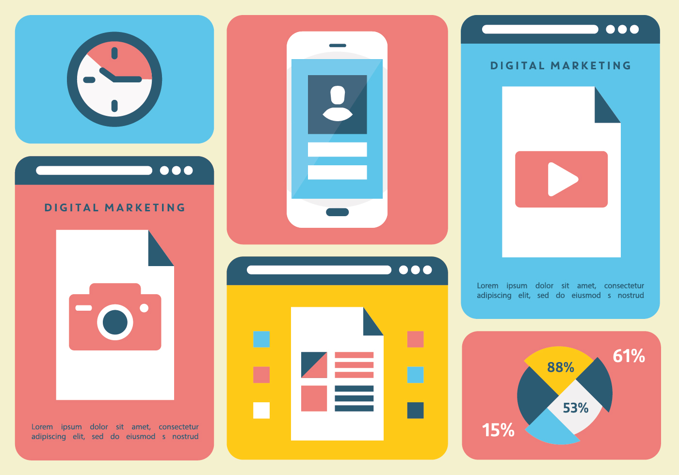 Free Flat Digital Marketing Vector Illustration 131214 Vector Art at