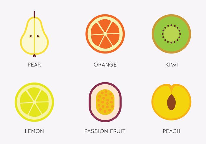 Conjunto de frutas planas vector