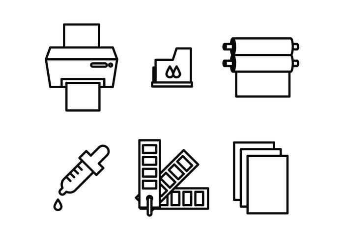 Iconos de material de impresión vector