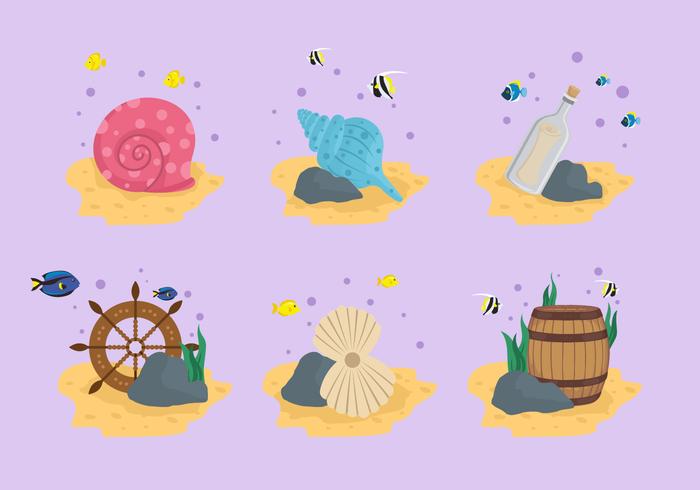 Seabed treasure stuff vector illustration