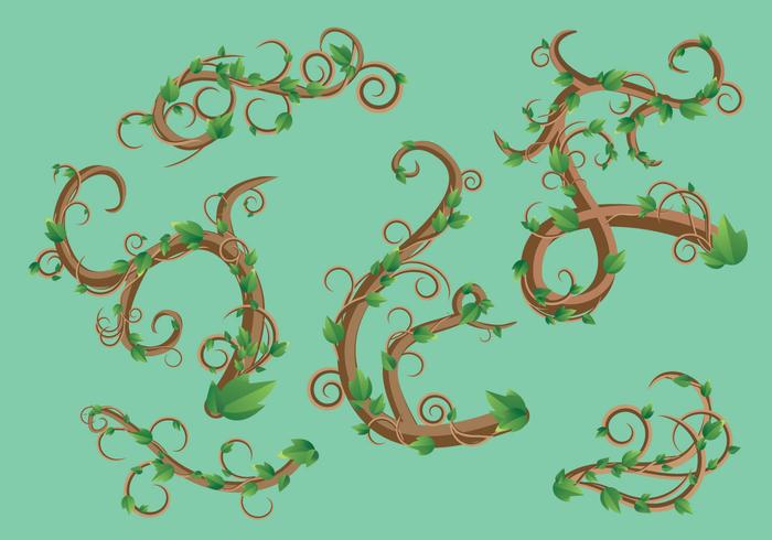 Liana green leaf vector pack