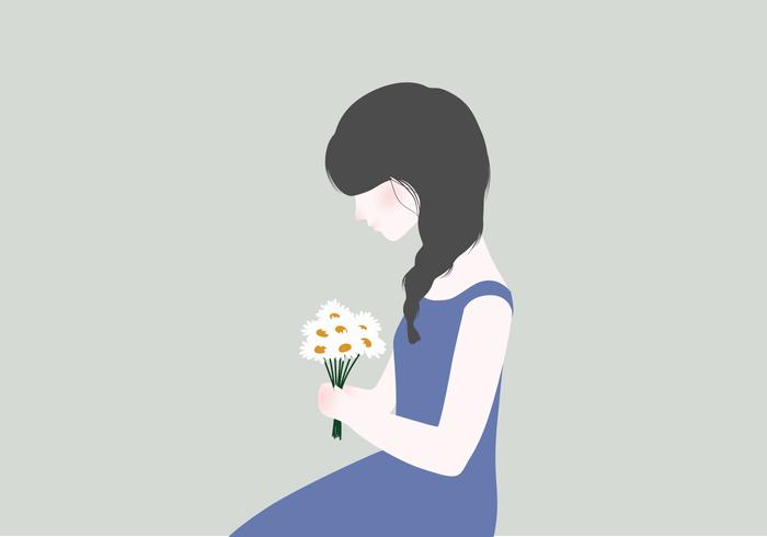Woman With Flowers Illustration vector