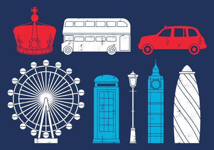 Iconos de viajes británicos vector