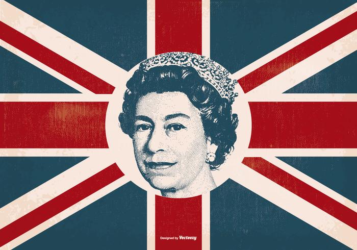 Queen Elizabeth on Britain Flag Queen Elizabeth on Britain Flag