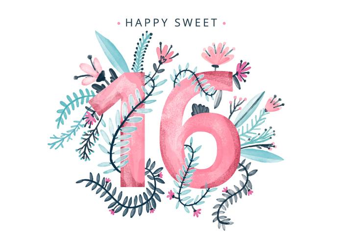 Sweet 16 Watercolor Background vector