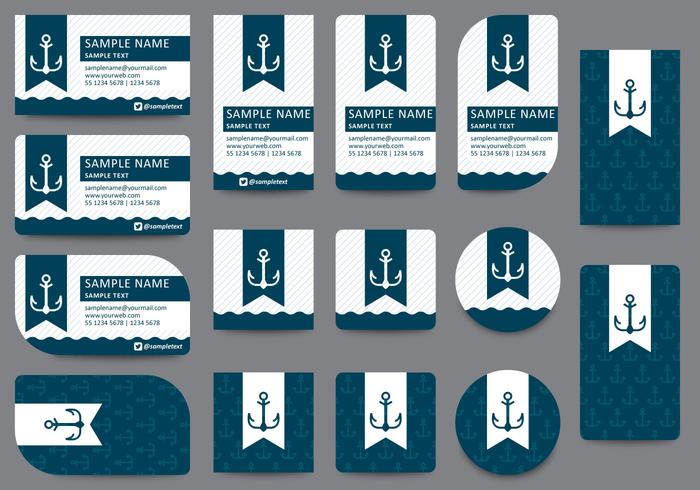 Anchor Name Card Templates vector