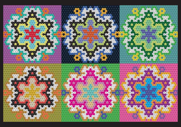 Huichol Flowers Patterns vector