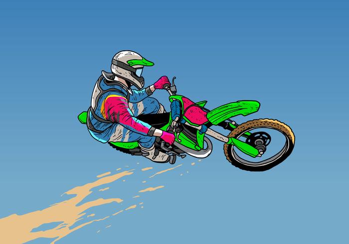 Motos de la suciedad que saltan la acción vector