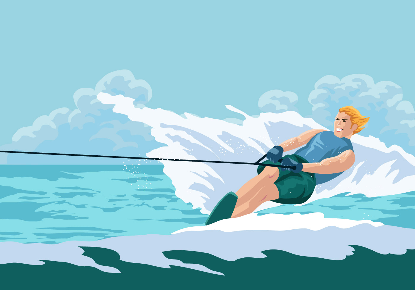 Fun Summer Vacation Riding Water Skiing 131496 Vector Art at Vecteezy