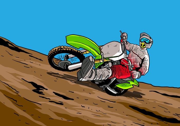 Dirt Bikes Accelerating In Dirt Track vector