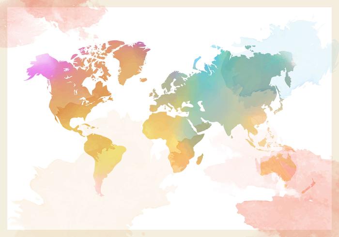 Watercolor World Map Vector