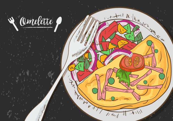 Omelette Vegetable On Plate vector