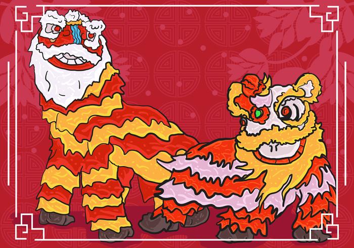 Lion Dance Background Illustration Lion Dance Background Illustration