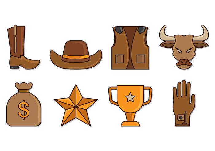 Set Of Bull Rider Icons vector