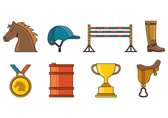 Set Of Barrel Racing Icons vector