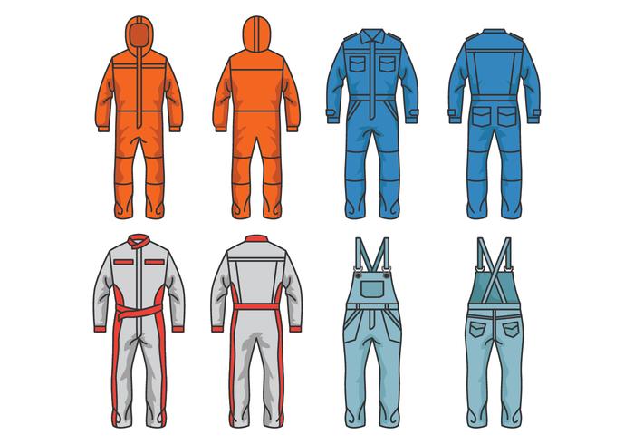 Trajes de trabajo y trajes de mono vector