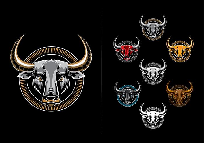 Symmetrical and bold bull ellipse emblem vector