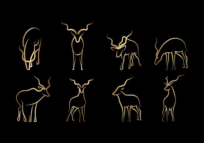 Oro Kudu Línea De Arte Vectorial vector