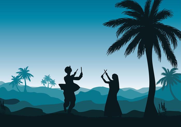 Garba Dance Silhouette Free Vector
