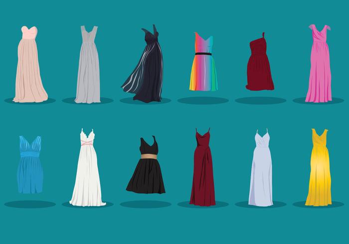 Collection Of Bridesmaid Dress vector