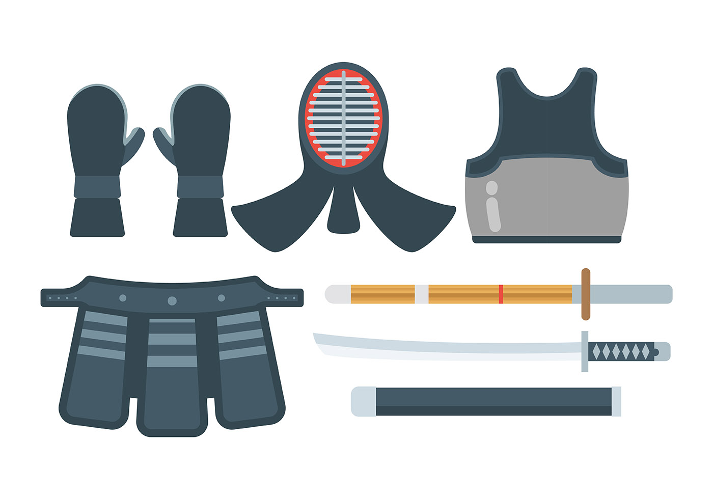 Free Kendo Icons Vector 131809 Vector Art at Vecteezy