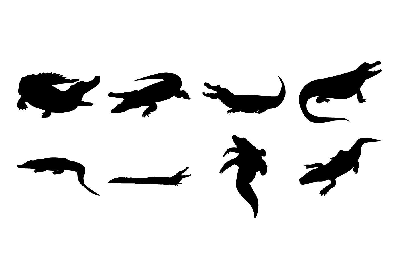 Alligator Silhouettes Vector 131853 Vector Art at Vecteezy