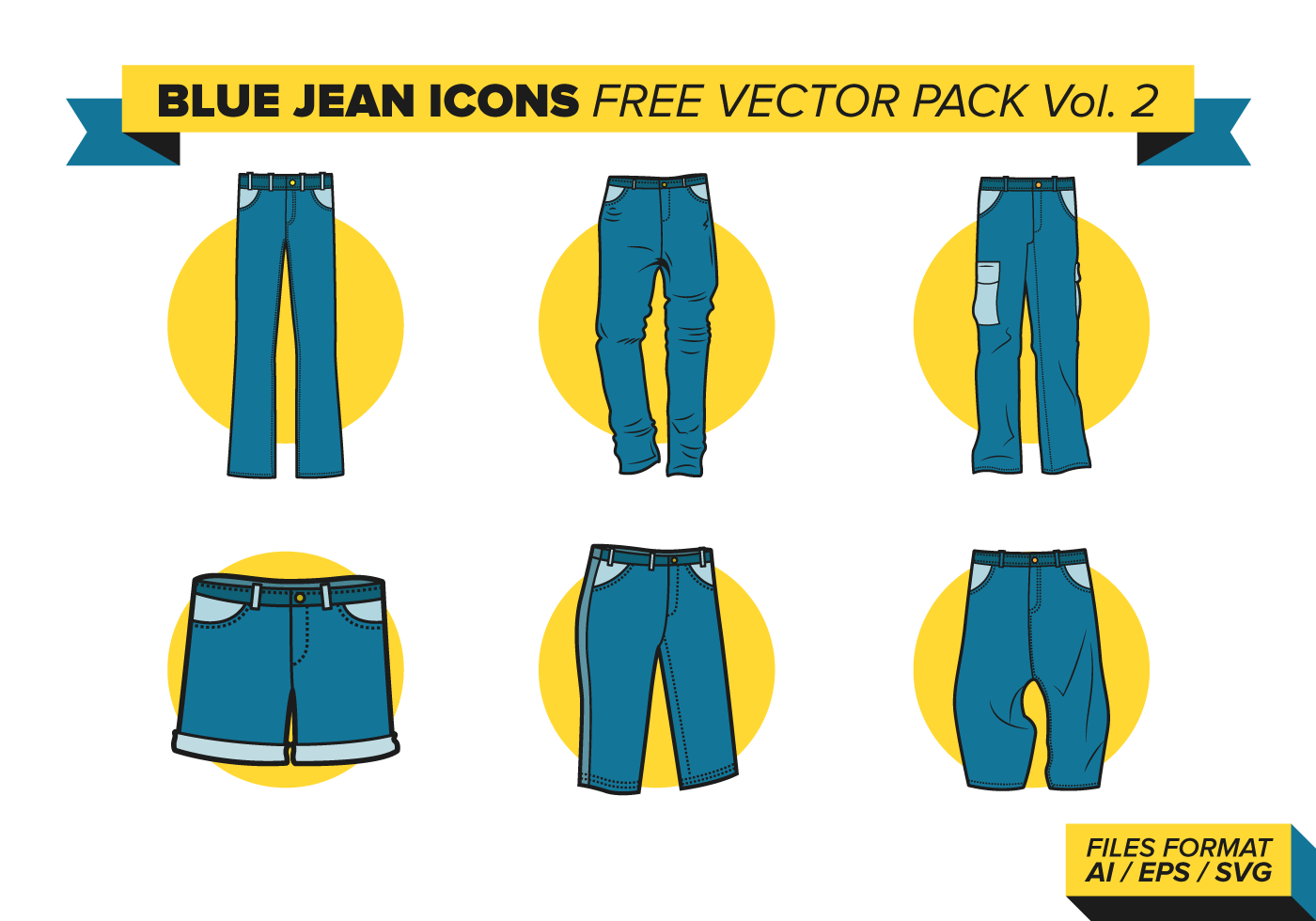 Blue Jean Icons Free Vector Pack Vol. 2 - Download Free Vectors