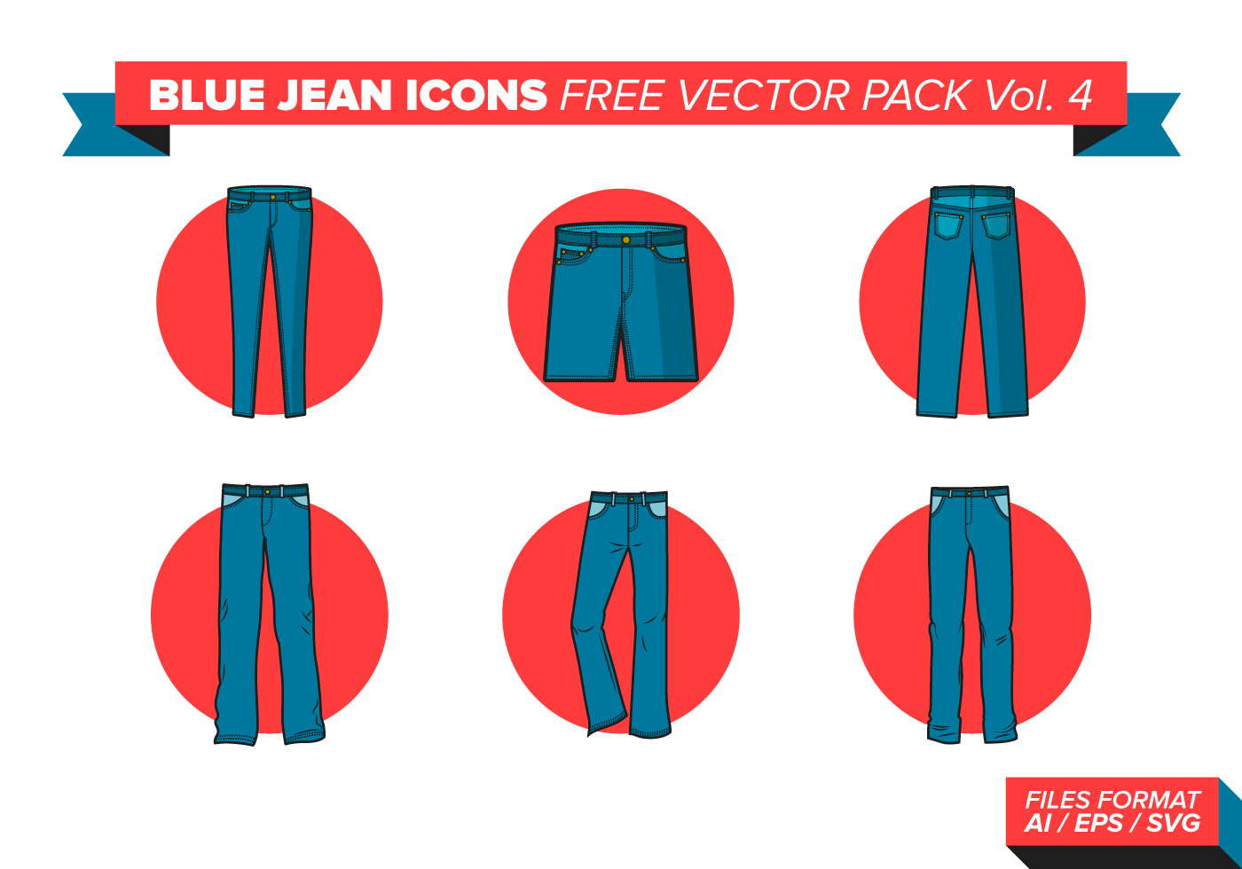 Blue Jean Icons Free Vector Pack Vol. 4 - Download Free Vectors