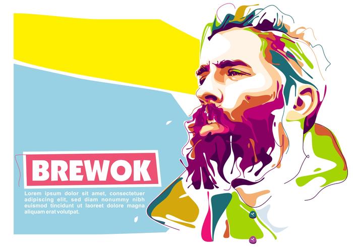 Lumbersexual en el retrato de Popart vector