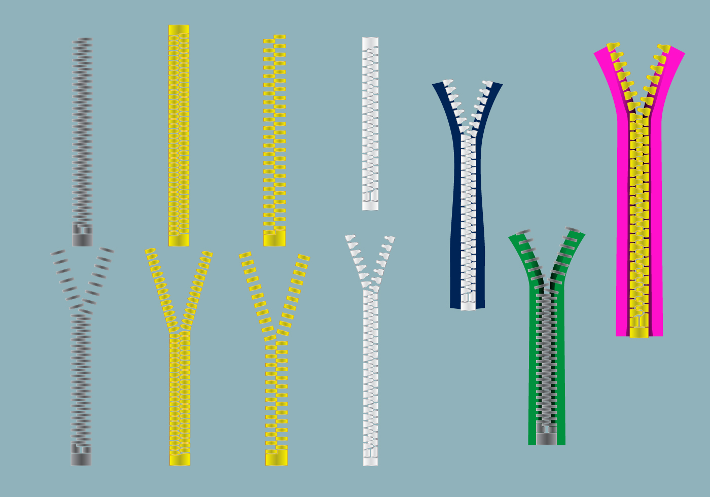 Cloth Zipper Pull Vector Set 131979 Vector Art at Vecteezy