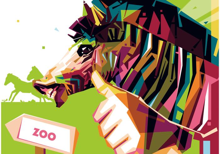 Zoo Zebra Retrato Vector