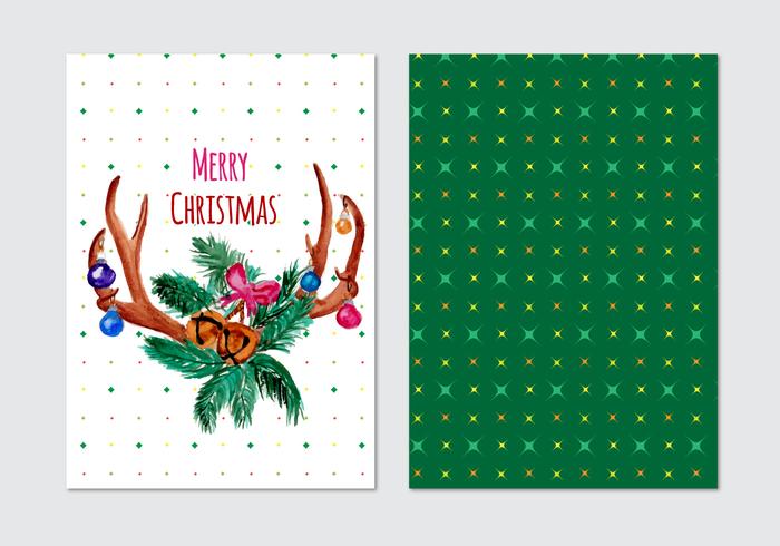 Card With Christmas Vector Horn Wreath