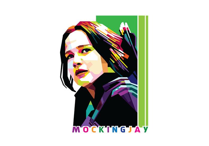 Katniss Everdeen Mocking Jay en el retrato de Popart - WPAP vector