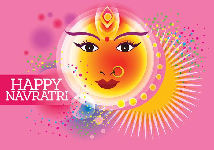 Vector para Shubh Navratri o Durga Puja con fondo de color pastel