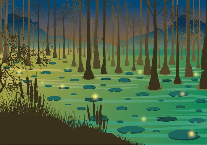 Swamp Night  Free Vector