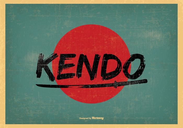 Retro Estilo Kendo Ilustración vector