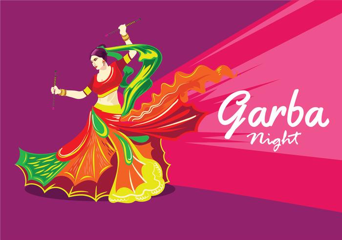 Vector, diseño, mujer, juego, garba, danza vector