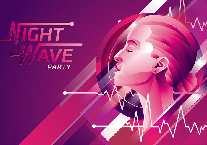 Flatline Night Wave Party Vector