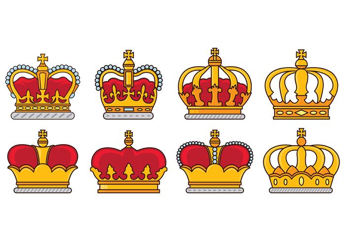 Conjunto De Iconos De La Corona Británica vector